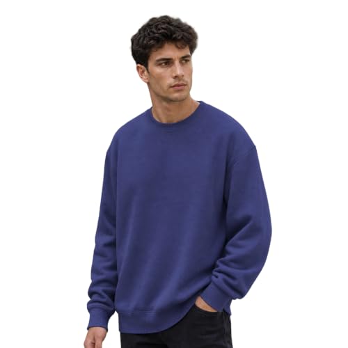 Image of Nobero Oversized Sweatshirts for Man Stylish Crew Neck | 280 GSM Rich Cotton Fleece Solid Oversized Fit Full Sleeve Sweatshirt for Men | Stylish Casual Wear Winter Sweatshirt for Men