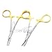 2 PCS Gold Handle Premium O.R Grade Mosquito Locking HEMOSTAT Forceps Straight + Curved 5