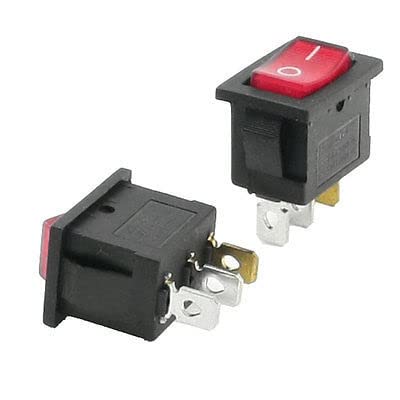 Interrupteur à Bascule Marche-arrêt Rouge DPST 4 Broches AC 250V 6A pour Appareils Électriques x2