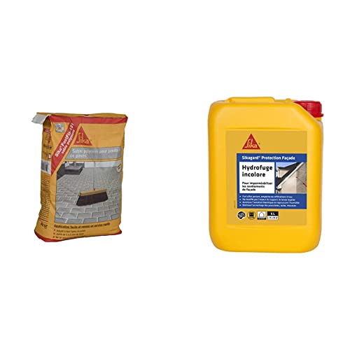 Sika FastFix 131, Sable polymère pour remplissage des joints de pavé et dalles, 20kg, Ton sable & ard Protection Façade, Hydrofuge imperméabilisant, anti-tâche pour façade et mur, multi-supports, 5L
