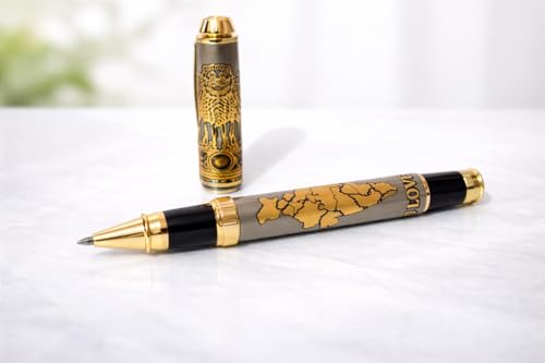 Image of Luxury Personalized Metal Pen | Custom Name Engraved Signature Pen | Smooth Blue Ink | Ideal for IAS, IPS, Police, DM, MLA Officers & Professionals (Gold,)