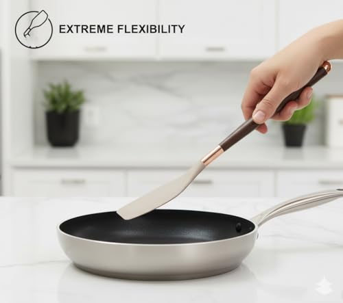 Image of Dribble Premium Big & Sturdy Silicone Spatula Set of 3, Heat Resistant for Non-Stick Cooking,Baking & Mixing,BPA-Free,Food Grade with Designer Handle,Flexible Spatulas for Mixing, Stirring & Flipping