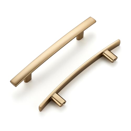 Image of Ravinte 5 Pack Cabinet Handles Champagne Bronze Cabinet Pulls Kitchen Cabinet Handles,Curved Drawer Pulls in 6 Inch Length with 3.75 Inch Hole Center Arch Kitchen Cabinet Hardware