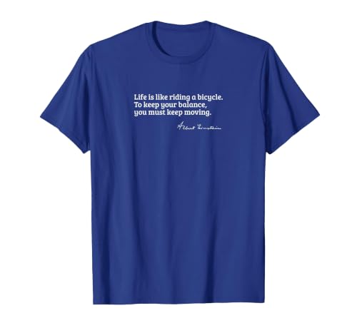 Einstein Quote on How Life is Like a Bicycle T-Shirt, Men, Royal Blue, X-Large