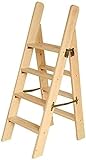 holzklappleiter Faltbar: kompaktes Design, faltbare Aufbewahrung / Transport, rostfreies Zubehör, leicht zu öffnen und zu schließen, kann in der Ecke aufbewahrt werden, platzsparend, offen zu verwenden, keine Installation erforderlich