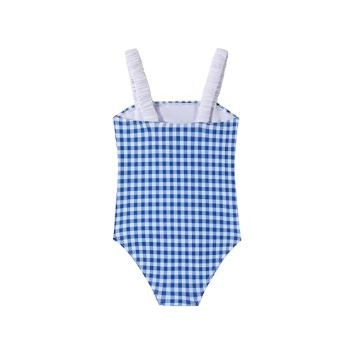 Image of LIZENS Girls One Piece Swimwear Checker Print Ruffles Bathing Suit for Kids Size 2-12