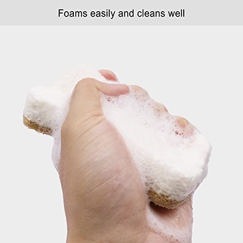 Natural Sponge, Sponges Individually Wrapped, Non Scratch Kitchen Cleaning Sponge Scouring Pad Cellulose Coconut Scrubbing Sponge For Washing Dishes (Pack Of 12 - Yellow) #TOP2