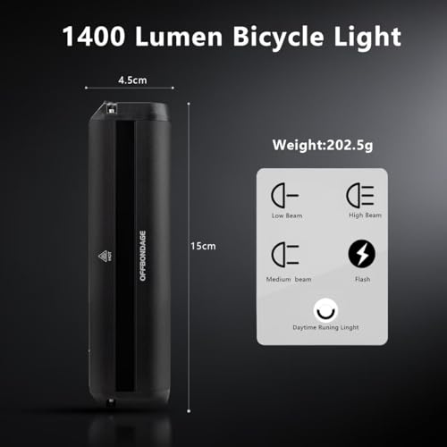 Image of Bike Light Bar for Ebike, Super Bright Front Light Rechargeable Battery, IPX5 Waterproof, 5 Modes Bicycle Headlight for Mountain Bike, Night Riding, Cycling