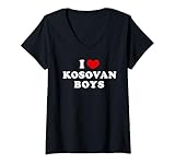 donna amo i ragazzi kosovari, i heart kosovan boys maglietta con collo a v