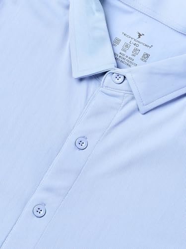 Image of TECHNOSPORT Men's Black Solid Regular Fit Spread Collar Casual Shirt with TECHNOCOOL+