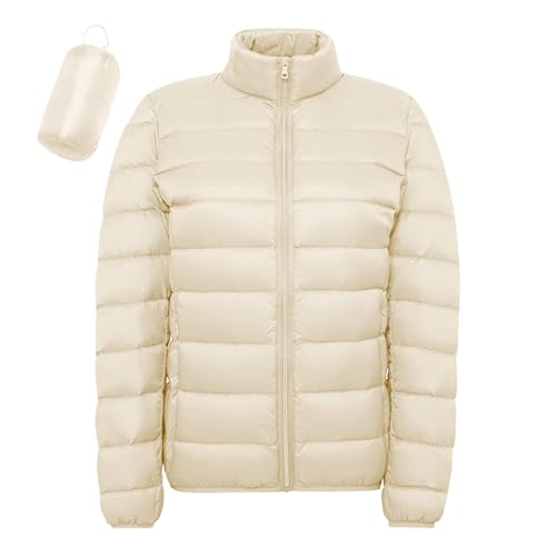 Cexiakong Chaqueta acolchada para mujer, ligera, sin capucha, chaqueta de entretiempo, chaqueta de invierno corta, chaqueta acolchada de transición, chaqueta acolchada de invierno, chaqueta de plumón