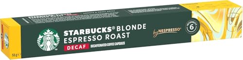 Image of STARBUCKS Blonde Espresso Roast Decaf Coffee Pods (10 Capsules) | Medium Roast | Nespresso Compatible | Single Serve