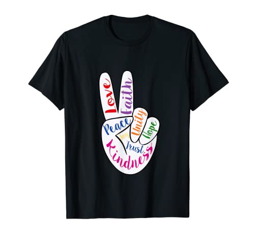 Signo de paz Amor Fe Bondad Esperanza Unidad Confianza Camiseta