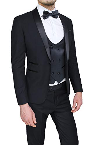Ensemble complet avec gilet homme noir Evoga costume raffiné premium