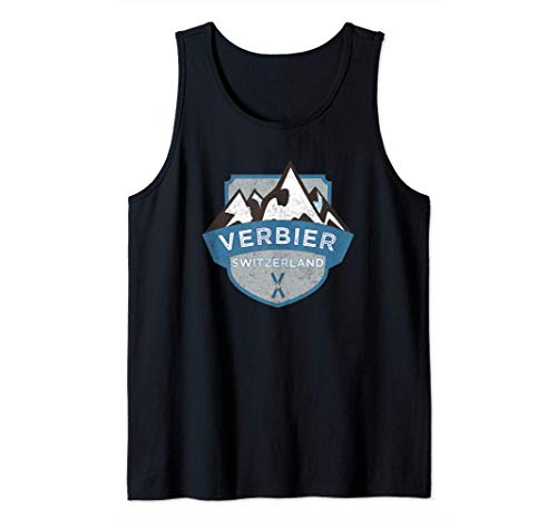 Vintage Verbier, Switzerland Illustration / Retro Logo Ski Canotta