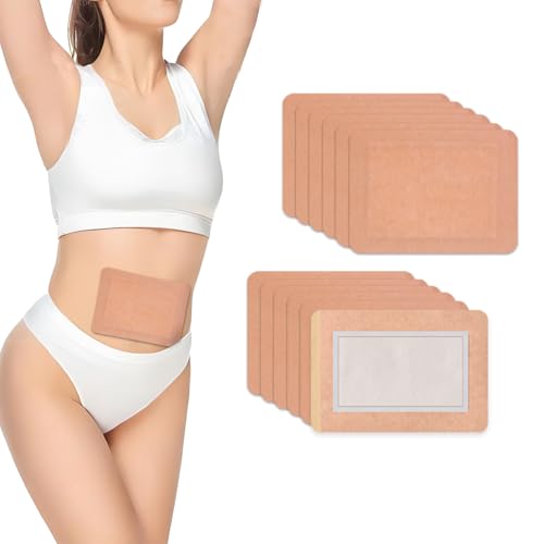 Wellnessamz Castor Oil Pack Wrap, 12pcs Self Adhesive Castor Oil Pads with Organic Cotton Flannel, 8.2 x 6.3 Inches, Unscented