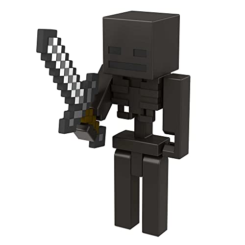 Mattel Minecraft Craft-A-Block Wither Skeleton Figure, Authentic Pixelated Video-Game Character, Action Toy to Create, Explore and Survive, Collectible Gift for Fans Age 6 Years and Older