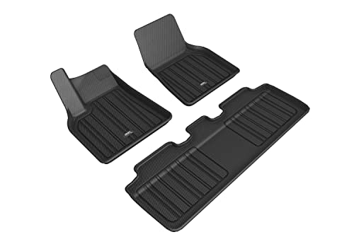 3D MAXpider Custom Fit All-Weather Car Floor Mats Liners for Tesla Model Y 2020-2021 ELITECT Series (Complete Set, Black)