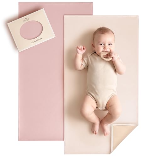 Matelas à langer en cuir synthétique rose poudré Konssy 76x43 cm
