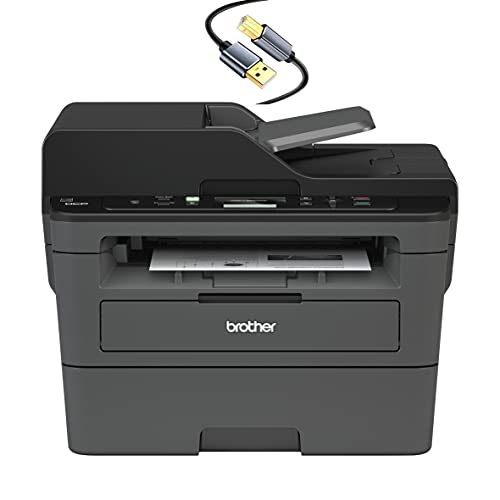 Brother DCP-L2550DWB All-in-One Wireless Monochrome Laser Printer - Print Scan Copy - 2400 x 600 dpi, 36 ppm, 128MB Memory, 250-Sheet, 50-Sheet ADF, Automatic Duplex Printing, Tillsiy Printer Cable