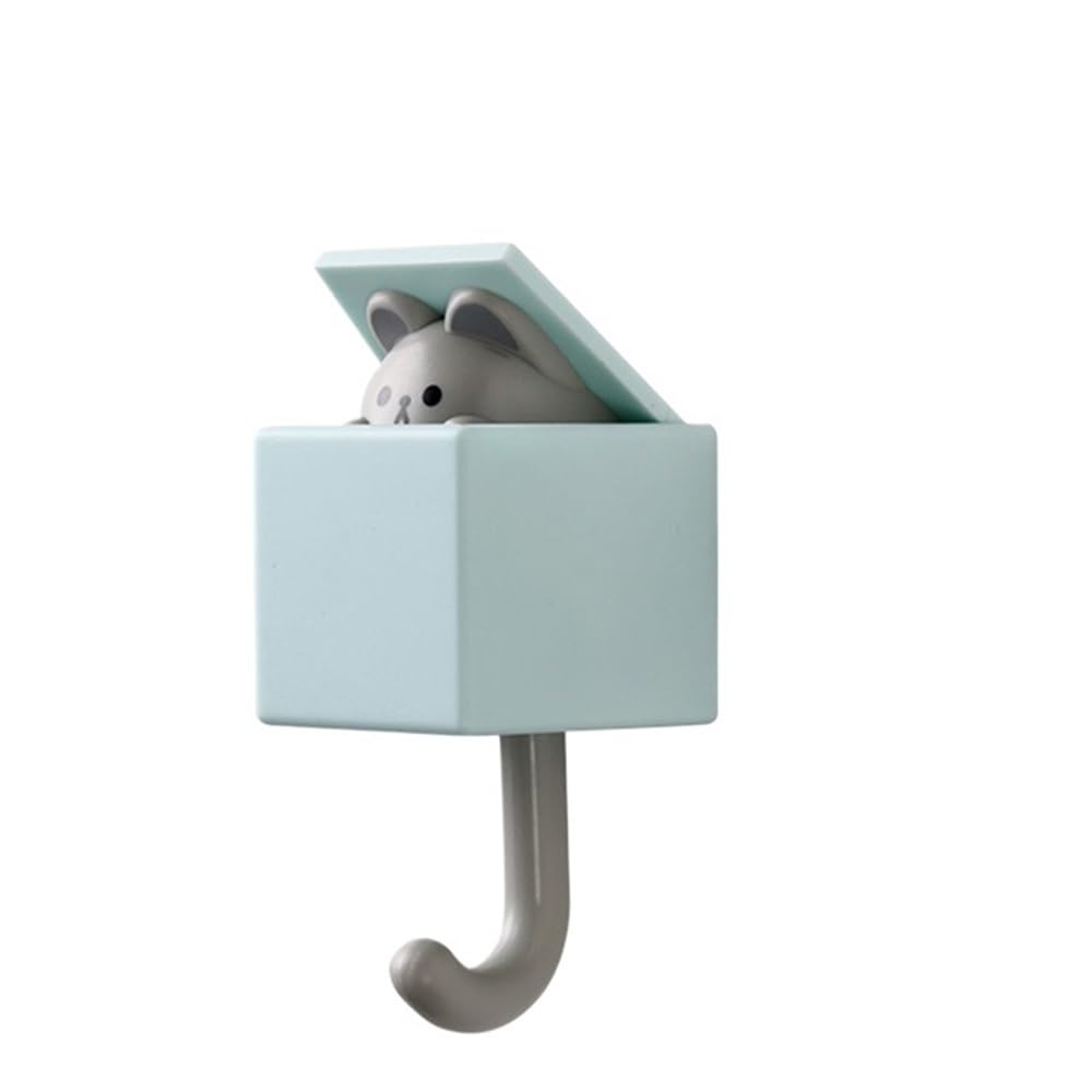 Dazhua Light Blue Mouse Cute Cartoon Cat Self-Adhesive Wall Hooks - Hanger Rack For Bedroom, Dorm, Key, Towel, Hat, Umbrella, Coat Organizer(,5Pcs)