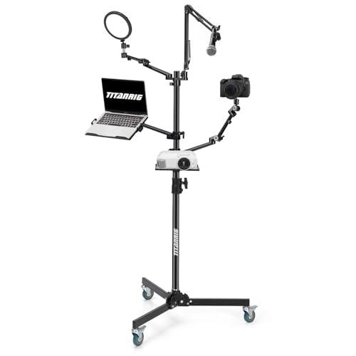 TITANRIG Tripod Stand for Photographic Streaming Videography Filming, 4 Arms for Different Equipment