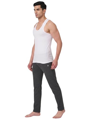 Image of Men's White Round Neck Sleeveless Combed Cotton Vest
