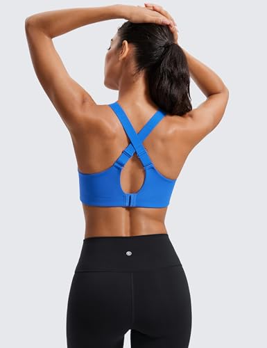 Image of CRZ YOGA Womens Zip Front High Impact Sports Bra - Molded Cup Adjustable Convertible Straps Wireless Workout Yoga Crop Top