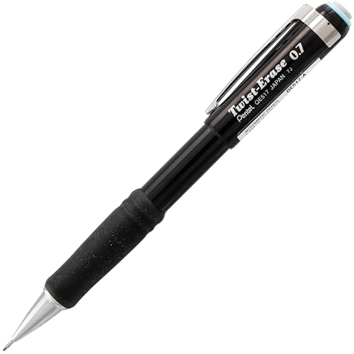Image of Pentel Twist-Erase III Mechanical Pencil, (0.7mm), Medium Line, Black Barrel, Pack of 4 (QE517BP4A)