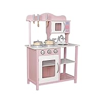 HYGRAD® Kids Wooden Play Kitchen Cooker Role Play Childrens Pretend Toys + Utensil UK (Pink)
