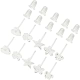 5 pares de retenedores de piercing transparentes, 5 pares, cierre transparente, pendientes de tuerca, pendientes hipoalergénicos, juego de pendientes, juego de pendientes, joyas para hombre y mujer