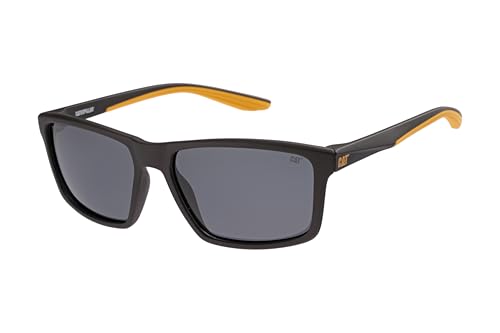 CAT CTS8033 Rectangular Sports Style Polarized Sunglasses for Men Category 3 UV400 Protection XLarge Fit 61 mm Matte Black/Yellow
