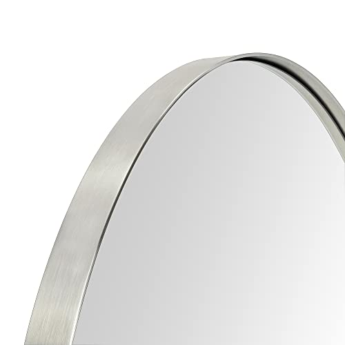 TEHOME 30 inch Brushed Nickel Round Brushed Silver Circular Round Mirror for Bathroom Vanity, Entryway, Dresser or Mantel - Image 5
