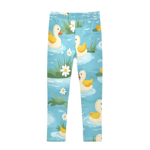 Toddler Girls Leggings Printed Yoga Pants Leggings White Flowe Duck for Kids