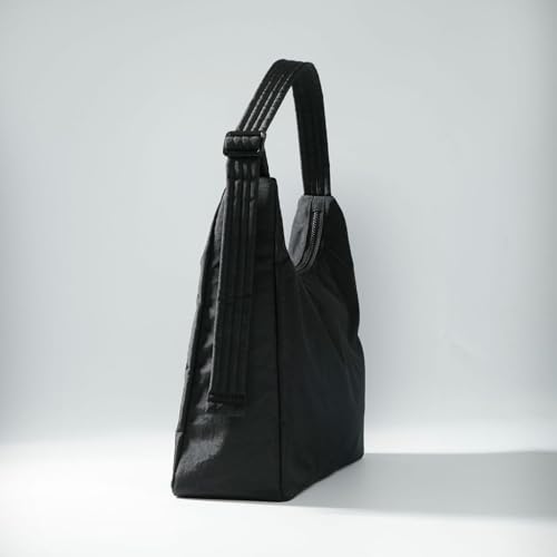 Image of FASTFAIRY Nylon Shoulder Bag - Adjustable Quilted Strap, Structured Slouchy Design with Interior Zip Pocket