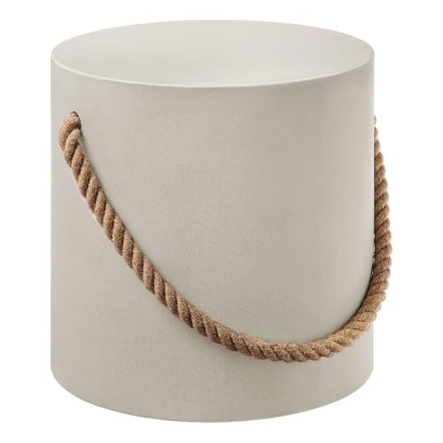 Modway Isera Betonhocker in Hellgrau mit geflochtenen Seilgriffen –...