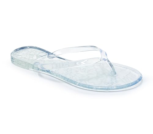 Image of Womens Flip Flops Thong Sandals Jelly Shoes Flat for Ladies Slides Black Slippers Size 9 Slip On Summer Beach Dressy