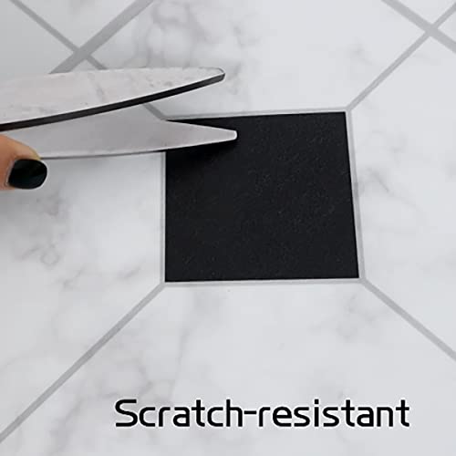 Ciciwind Peel And Stick Floor Tiles 12 Pcs-12" X 12" Self Adhesive Black & White Marble Lattic Pattern Floor Tiles For Bathrooms，Kitchen，Living Room，Dining Room #TOP4