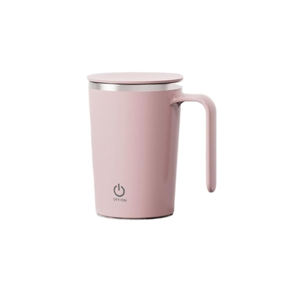 Filiżanki do kawy Automatyczny kubek do mieszania, szczelny kubek do kawy, obrotowy kubek(Pink)