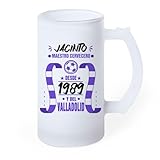 LINFORMAL Jarra Cerveza Personalizada Fútbol | Jarra de Cristal con Nombre | Regalo Futbolero para Hombre | Regalo Día del Padre Original | Jarra Cerveza para Aficionados VALLADOLID