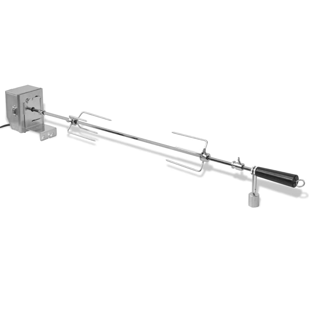 Rotisserie rożen obrotowy z profesjonalnym silnikiem, stal chromowana 900 mm, 2 widelce do szpikulca, waga wyrównująca, do piekarnika i grilla, idealny do grillowania i smażenia