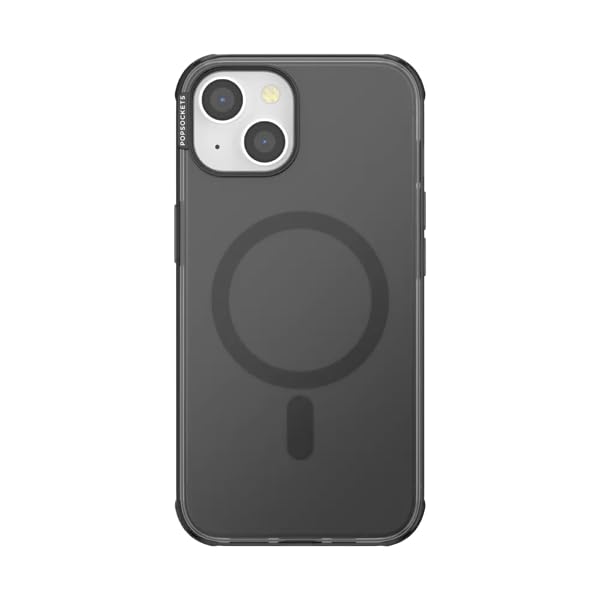 Image of PopSockets iPhone 14 Case with MagSafe, Phone Case for iPhone 14, Grip Sold Separately, Wireless Charging Compatible - Black Translucent