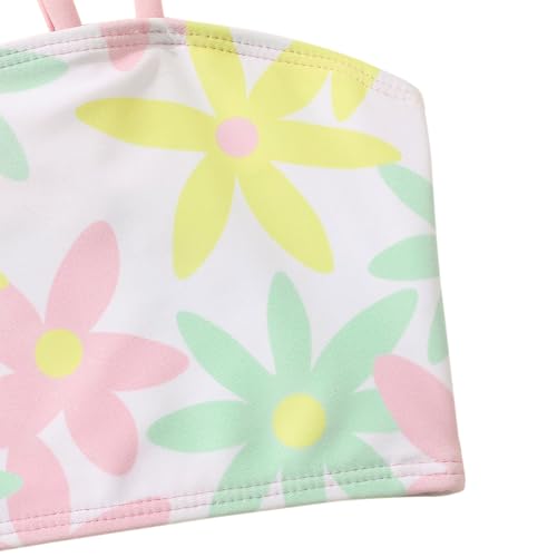 Girls Bikini Set 3-Piece Swimsuit with Kimono Cover Up | Floral Print Ruffles Quick Dry Bathing Suit for Toddler Kids4