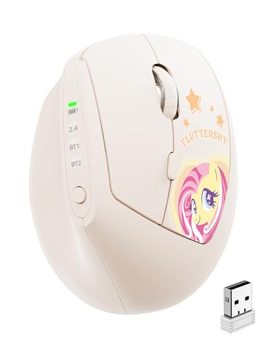 Image of My Little Pony Ergonomic Vertical Mouse, VM01 Dual-Mode (2.4GHz /Bluetooth) Wireless Silent Mouse with LED Battery Indicator, 6 Buttons Silent Clicking Mouse for Wrist Comfort, PC, Laptop, Mac(Cream)
