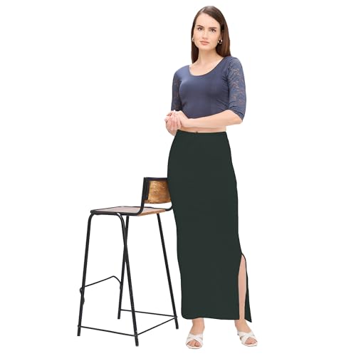 Image of DESI GIRL Cotton Lycra Stretchable Saree Shapewear Petticoat with Drawstring for Women | Fishcut Saree Petticoat with Side Slit for Easy Movement | Saree Shaper | Long inskirt