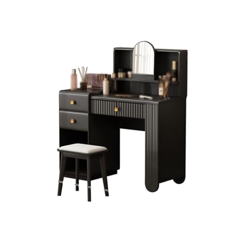 CAFIEDR Cómoda de Madera Maciza, cómoda Negra con cajones, Escritorio de Almacenamiento Multifuncional, Adecuada para Dormitorio y Sala de Estar, tocador