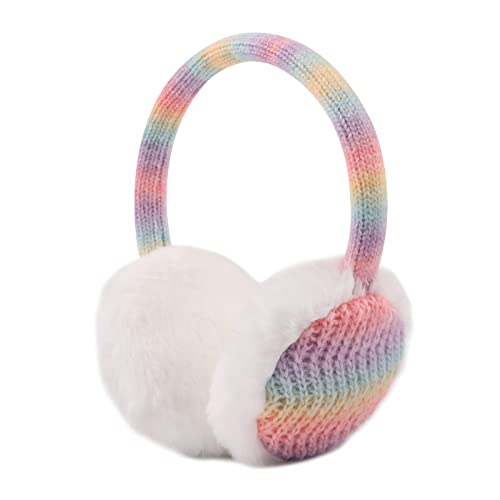 Pesaat Ohrenwärmer kinder mädchen Flauschige Ohrenschützer Jungen Warmer Earmuffs Winter (Regenbogen)