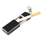 Portable Ashtray, Newness Modern Portable Ashtray, Cigarette Ashtray for Outdoor Use, Ash Holder for Smokers, Pocket Smoking Ash Tray with Lid, Key Chain for Easily Bringing When Travelling, Black
