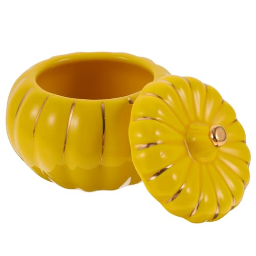 Cabilock Tazón De Calabaza De Cerámica Con Tapa 4.33 Pulgadas Para Sopa Y Postre Decorativo Para Halloween Cocina Y Hogar