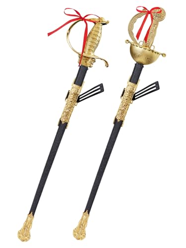 Spinosaurus 2stück Musketier Degen Fasching Kostüm Zubehör Kunststoff Ritterschwert Mit Scheide Lang LARP Schwert für Halloween Karneval Partei